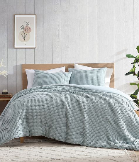 Bamboo Bliss by Royal Heritage Cascade Waffle Weave Duvet Cover Mini Set -  King Blue Comforter Bedroom, Coastal Cowgirl Room, Light Blue Comforter, Light Blue Bedding, Beige Headboard, Cowgirl Room, Bedding And Pillows, Full Size Comforter, Comforters Bed