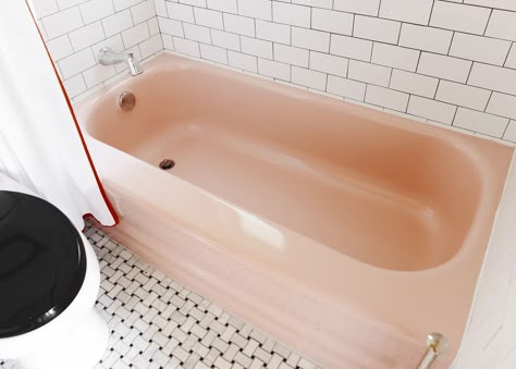 Our freshly reglazed vintage pink bathtub! | via Yellow Brick Home Pink Tub Bathroom, Pink Bathtub, Reglaze Bathtub, Pink Tub, Mansion Decor, Red Decorations, Pink Living Room Decor, Yellow Brick Home, Vintage Tub