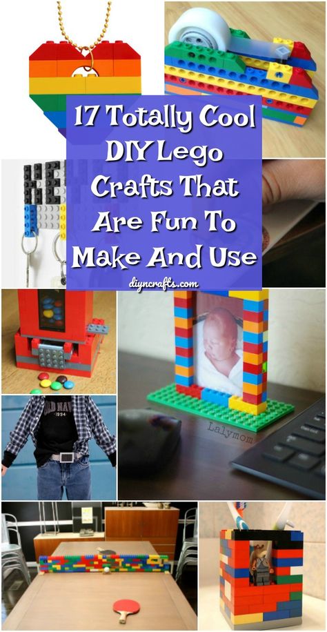 17 Totally Cool DIY Lego Crafts That Are Fun To Make And Use #diy #lego #crafts #repurpose #upcycle #legoprojects via @vanessacrafting Lego Puzzle, Lego Diy Crafts, Lego Camp, Lego Crafts, Used Legos, Instructions Lego, Lego Mosaic, Step On A Lego, Crafts Ideas For Kids