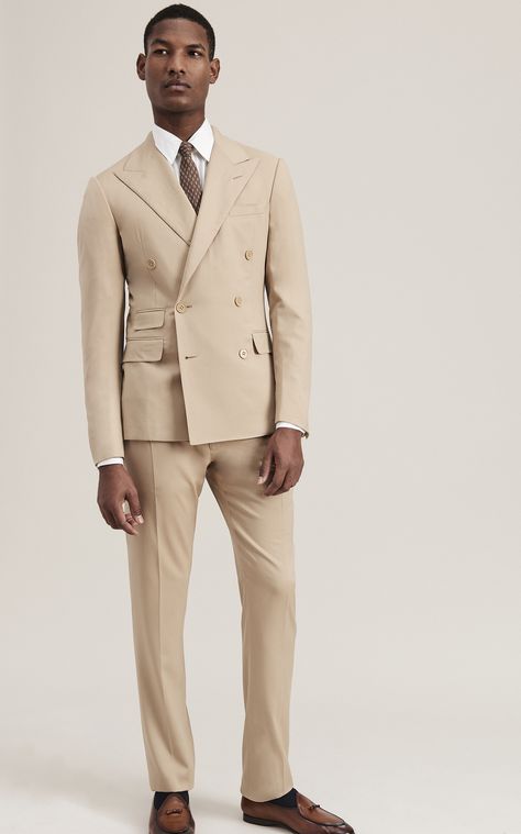 Beige Men Suit, Cream Suits For Men, Beige Suits For Men, Men Suit Outfit, Double Breasted Suit Men, Suit Double Breasted, Groom Party, Class Outfits, Cream Suit