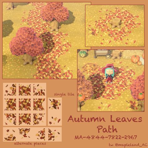 Fall Qr Codes Acnh, Acnh Fall Ground Designs, Acnh Fall Leaves Design, Acnh Leaf Code, Citycore Acnh, Acnh Halloween Code, Acnh Motifs, Acnh Pattern, Acnh Custom Designs