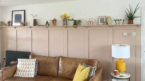 How stunning is Bev's living room transformation?! She gave us her custom dimensions, and we crafted this beautiful shaker panelling kit with a picture shelf to fit her space perfectly. It's the perfect blend of style and function, adding that final touch to display her gorgeous decor! 🌿  Thank you so much for sharing your photos with us, Bev! 🙌💖 Shelf Above Paneling, Wainscoting Shelf Picture Ledge, Shelf Panelling, Wall Panelling With Shelf, Shaker Panelling, Shelf Above Bed, Living Room Panelling, Edwardian Home, Picture Shelf