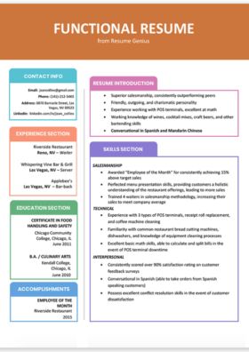 Resume Examples That'll Get You Hired in 2020 | Resume Genius Career Change Resume, Functional Resume Template, Professional Resume Examples, Resume Advice, Chronological Resume, Best Resume Format, Functional Resume, Resume Writing Tips, Resume Help