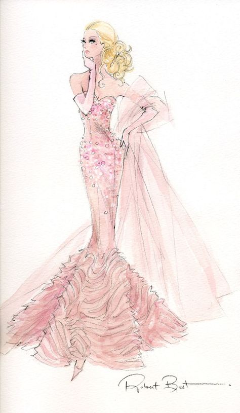 Robert Best - Barbie - BFMC Mermaid gown Barbie Drawings, Robert Best, Vintage Fashion Sketches, Fashion Design Inspiration, Barbie Fashion Sketches, Mode Rose, Dress Sketches, Fashion Art Illustration, Fashion Design Drawings