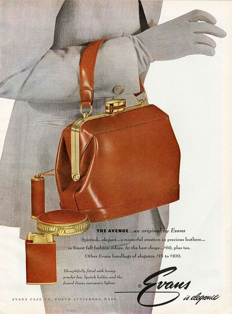 Women also bought wicker purses, leather purses and many other types. Description from retrowaste.com. I searched for this on bing.com/images Wicker Purse, Fashion 1950s, Wicker Bags, Vintage Purses, Moda Vintage, 1950s Fashion, Mode Vintage, Looks Style, Vintage Handbags