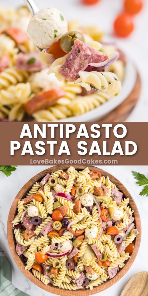 Antipasto Pasta Salad pin collage Antipasta Salads, Antipasto Salads, Cold Italian Pasta Salad, Antipasto Pasta Salad, Antipasto Pasta, Antipasto Pasta Salads, Antipasto Salad, Cold Pasta, Pasta Salad Italian