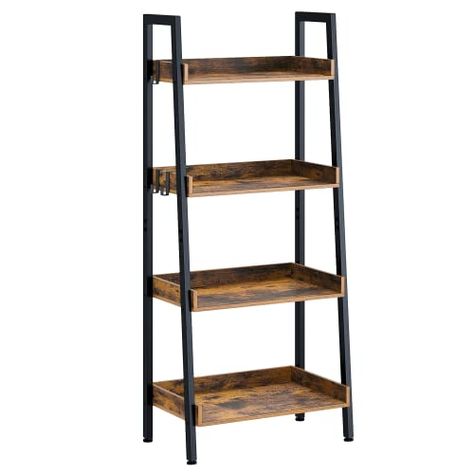 Plant Ladder Shelf, Plant Ladder, House Decor Inspiration, 4 Tier Shelf, Frame For Living Room, Industrial Bookcases, Shelf Decor Living Room, Living Room Rustic, Beverage Bar