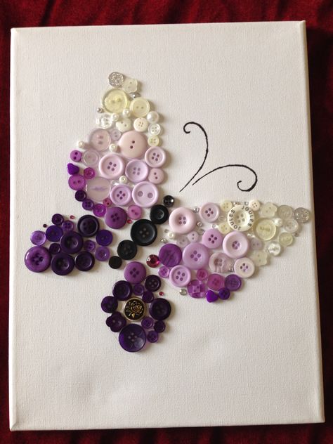 Butterfly Button Art, Heart Quilling, Button Art On Canvas, Diy Button Crafts, Vintage Buttons Crafts, Button Butterfly, Button Art Projects, Buttons Crafts Diy, Button Ideas