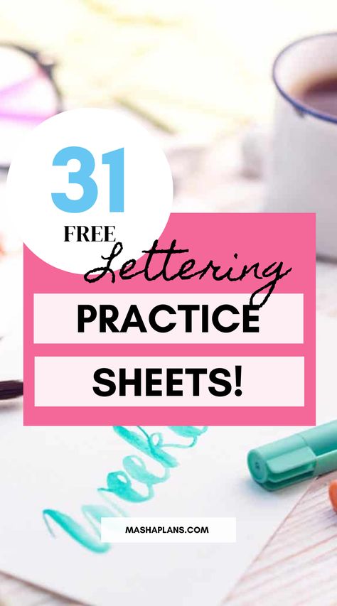 Pretty Hand Writing, Hand Lettering Practice Sheets Free, Journal Ideas Pages, Free Lettering Worksheets, Brush Fonts Free, Calligraphy Templates, Brush Lettering Worksheet, Lettering Practice Sheets, Lettering Worksheets