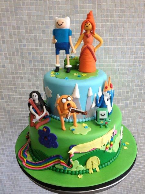 Adventure Time with Finn & Jake Wedding Cake Adventure Time Wedding, Adventure Time Cake, Adventure Time Cakes, Adventure Time Party, Adventure Time Parties, Cake Wrecks, Finn And Jake, Groom Cake, Cool Cakes