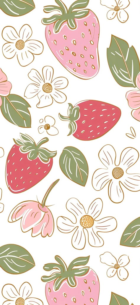 1/2 Lockscreen Strawberries Aesthetic Wallpaper, Strawberry Lockscreen Aesthetic, Strawberry Background Wallpapers, Strawberry Lockscreen, Strawberry Phone Wallpaper, Cute Strawberry Wallpaper, Cute Home Screen Wallpaper Iphone, Strawberry Wallpaper Aesthetic, Home Screen Collage