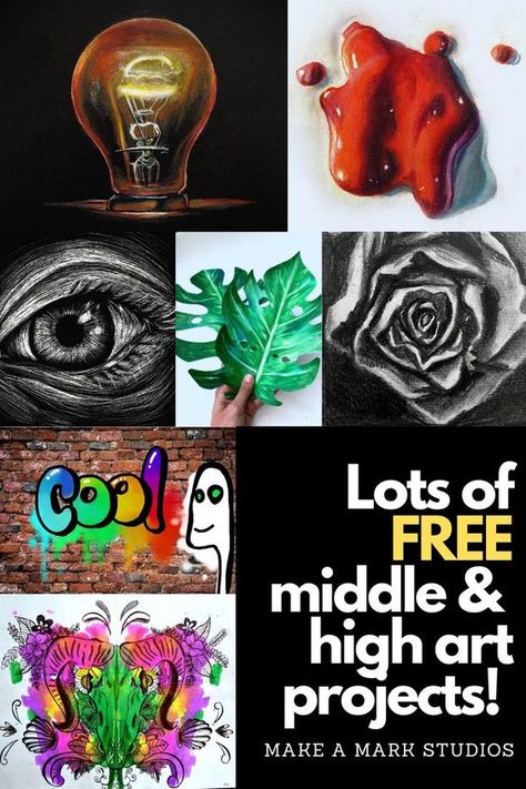 Fifth Grade Art Projects Lesson Plans, Art History For Middle School, Art For Junior High, Art Using Photos, Fun Art Activities For High School, Best Middle School Art Projects, Art Project For High School Students, Art School Projects College, Art Projects High School Ideas