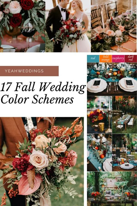 Wedding Themes For Fall, November Wedding Colors, Fall Wedding Colors October, October Wedding Colors, September Wedding Colors, Fall Wedding Trends, Early Fall Weddings, Rustic Wedding Colors, Fall Wedding Color Schemes