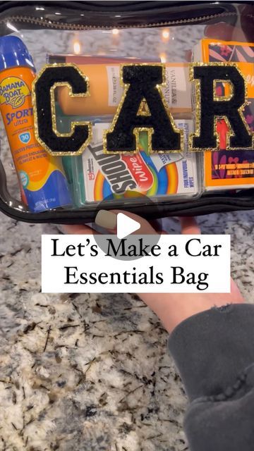 Melissa on Instagram: "Car Console Bag, for all the essentials! The bag and sticker letters are from @hobbylobby . This keeps everything organized and in one place! #carorganization #carorganizer #organizationideas #cleancar #carcleaning #sahm #sahmlife❤️ #cleaningideas #momlife #momsofinsta #momblogger" Car Travel Bag Essentials, Car Care Basket, Car Hacks Organization, Car Essentials For Women List, Car Console Organization, Things To Keep In Your Car, Car Trash Bag Diy, Car Bag Essentials, Car Restock