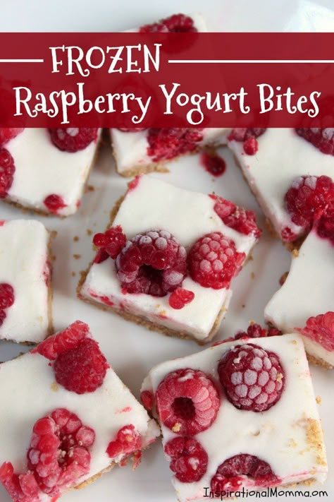 Frozen Raspberry Yogurt Bites are a cool, sweet treat that are easy to make and delicious! Made with healthy ingredients, it will quickly become a favorite! #InspirationalMomma ##Frozen #Raspberry #Yogurt #Healthy #Snack #Dessert Yogurt Bars, Frozen Yogurt Bites, Raspberry Yogurt, Raspberry Desserts, Yogurt Bites, Yogurt Bark, Healthy Diets, Cold Treats, Healthy Treat