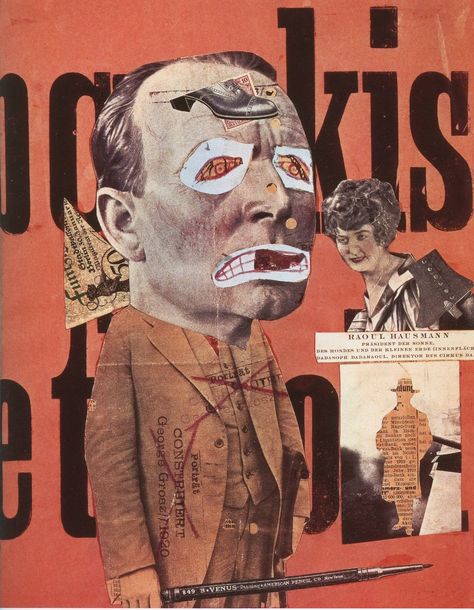 Raoul Hausmann - Collage - (1918) - Imgur Dada Art Movement, Dadaism Art, Raoul Hausmann, Hannah Hoch, Kunst Collages, John Heartfield, Dada Artists, Hans Richter, Dada Collage