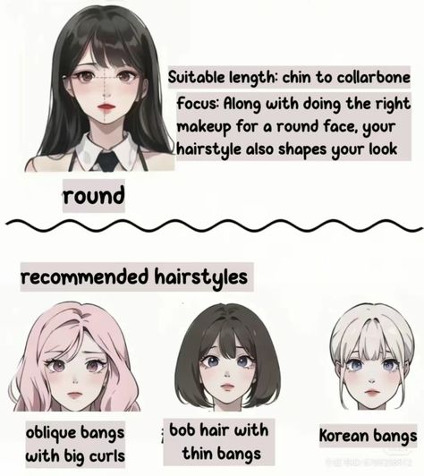 Hairstyle For Short Hair Round Face, How To Part Your Hair Face Shapes, Japanese Round Face Haircut, Round Face Hairstyles With Bangs, Round Face Shape Hairstyles For Women, Cute Short Haircuts Asian, Korean Hairstyle Round Faces, Haircuts For Round Faces And Fine Hair, Types Of Bangs For Short Hair