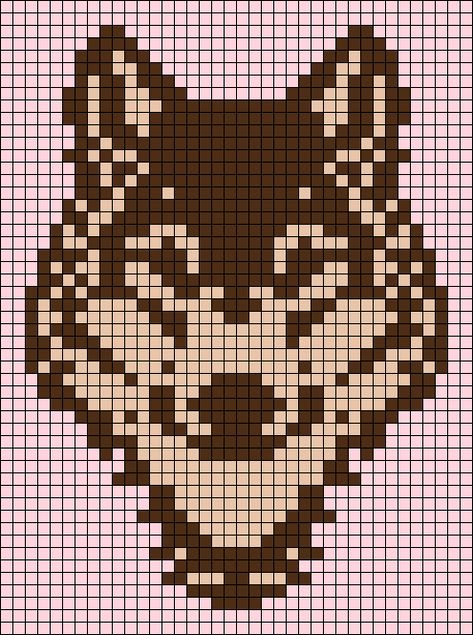 Alpha pattern #151440 | BraceletBook Wolf Alpha Pattern, Wolf Cross Stitch Pattern Free, Animal Alpha Pattern, Bear Alpha Pattern, Wolf Pixel Art, Grids Crochet, Crochet Bedding, Wolf Crochet, Crochet Wolf