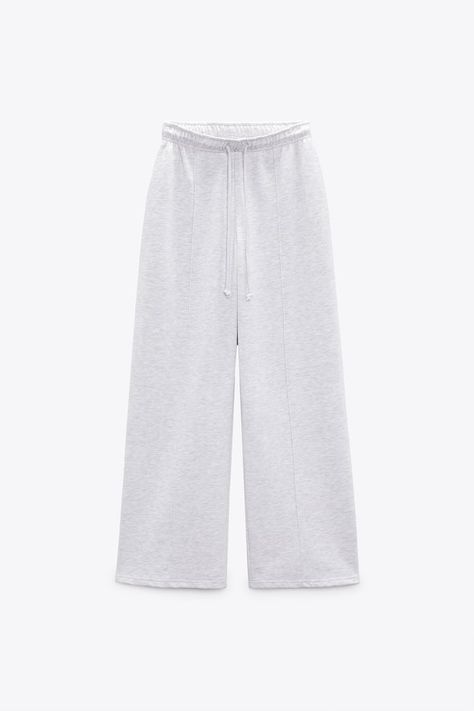 STRAIGHT LEG JOGGER PANTS - Gray marl | ZARA United States Jogger Pants Outfit, High Waist Trousers, Joggers Outfit, Fitted Joggers, Grey Joggers, Causual Outfits, Sleeveless Crop Top, Zara Pants, Autumn Outfit