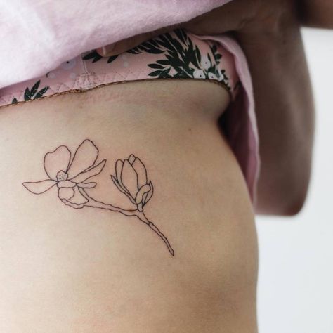 Magnolia Tattoos, Magnolia Tattoo, Sorry Mom, Hand Poked Tattoo, Tattoo Apprentice, Bee Tattoo, Line Work Tattoo, Badass Tattoos, Tattoo Illustration