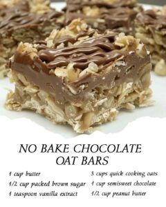 No Bake Chocolate Oat Bars Ina Garten No Bake Chocolate Oat Bars, No Bake Chocolate Oat Bars Recipe, No Bake Chocolate Oat Bars, Vegan No Bake Cookies, Chocolate Oat Bars, Oat Bar Recipes, Chocolate Oatmeal Bars, No Bake Oatmeal Bars, Peanut Butter Oatmeal Bars