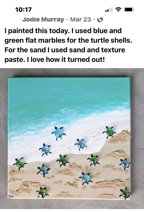 Sea Turtle Button Art, Diy Beach Theme Decor Craft Ideas, Sea Turtle Crafts, Beach Art Diy, Turtle Craft, Beach Crafts Diy, Wood Painting Ideas, Seashell Art Diy, Beach Scene Painting