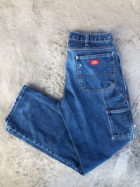 Vintage Dickies Denim Carpenter Work Pants Dickies Jeans Outfit, Denim Carpenter Pants Outfit, Carpenter Pants Outfit Aesthetic, Dickies Jeans Men, Dickies Jeans, Dickies Carpenter Pants Outfit, Pantalon Dickies, Vintage Dickies Pants, Dickies Carpenter Pants