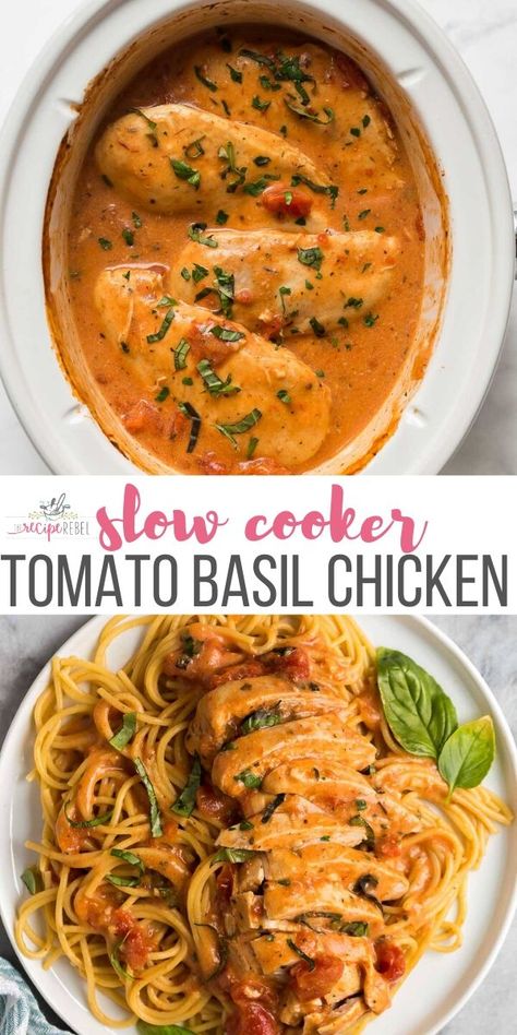 Creamy Tomato Basil Chicken, Crockpot Favorites, Healthy Summer Meals, Tomato Basil Chicken, Cooking Meals, Basil Chicken, Crock Pot Chicken, Yum Recipes, Crockpot Dishes