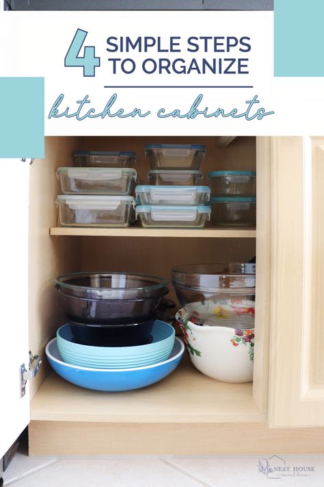 Organizing Storage Containers In Kitchen, How To Store Glass Baking Dishes, Mixing Bowl Organization, Mixing Bowl Storage, Bowl Organization Kitchen, Bowl Storage Ideas, Food Container Organization, Kitchen Shelves And Cabinets, Pyrex Containers