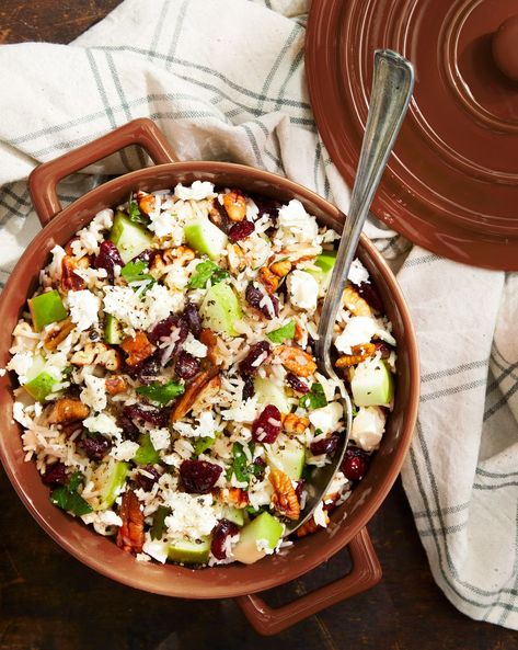 Basmati Rice with Pecans, Cranberries, Apples, and Feta Rice And Feta Recipes, Feta Rice, Filling Lunch, Feta Recipes, Rice Pilaf, Apple Cranberry, Toasted Pecans, Granny Smith Apples, Fresh Apples