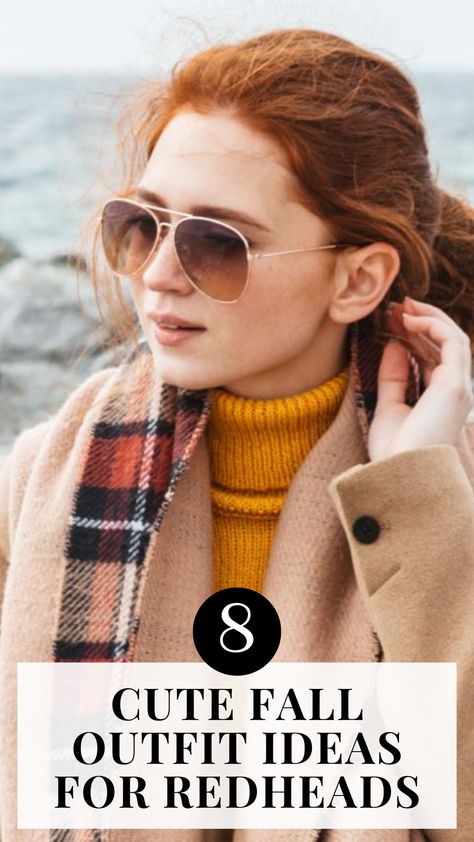 If you’re looking for some actual outfit inspo, we’ve got you covered. Here are 8 fall outfits you can recreate with a full list of everything you will need to get the look. Red Hair Fall Outfits, Fashion For Redheads Outfits, Fall Outfits For Redheads, Redhead Fall Outfits, Fashion For Redheads, Redhead Outfit Ideas, What To Wear With Copper Hair Outfit, Ginger Outfit Ideas, Outfits With Ginger Hair