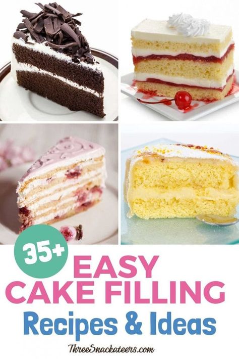 Cake And Icing Recipes, Cake Layer Filling Recipes, Layered Filled Cake, Easy Cake Filling 2 Ingredients, Cakes With Pastry Cream Filling, Filling For Vanilla Layer Cake, Praline Filling For Cake, Cake Filling Recipes For Chocolate Cake, Cake Fillers Ideas