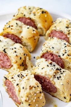 Kielbasa Everything Bagel Bites, Kalbasa Sausage Appetizers, Kielbasa Wrapped In Crescent Rolls, Everything Bagel Sausage Bites, Kielbasa Crescent Rolls, Everything Bagel Crescent Rolls, Kielbasa Sausage Appetizers, Smoked Sausage Finger Food, Sausage Link Appetizers