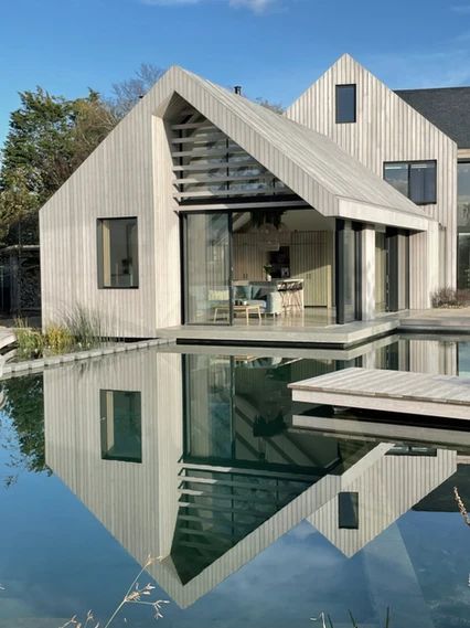 Chichester Grand Designs House | The Water Shed | Studio Fuse | West Sussex, United Kingdom Grand Designs Houses, West Wittering, Shed Studio, Clad Home, Natural Swimming Ponds, Contemporary Barn, Rose House, Swimming Pond, Wood Houses