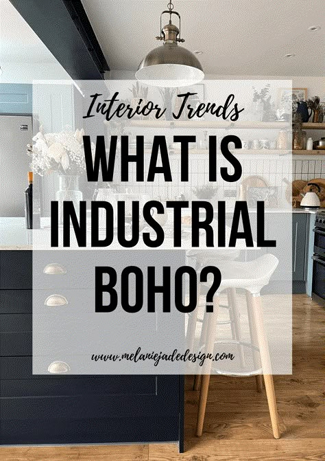 interior trends what is industrial boho? Pinterest pin Boho And Industrial Decor, Bohemian Industrial Decor Living Room, Industrial Boho Decor Living Rooms, Industrial Bohemian Living Room, Industrial Boho Bathroom, Colorful Industrial Decor, Industrial Condo Interior Design, Industrial Look Living Room, Vintage Industrial Decor Living Room