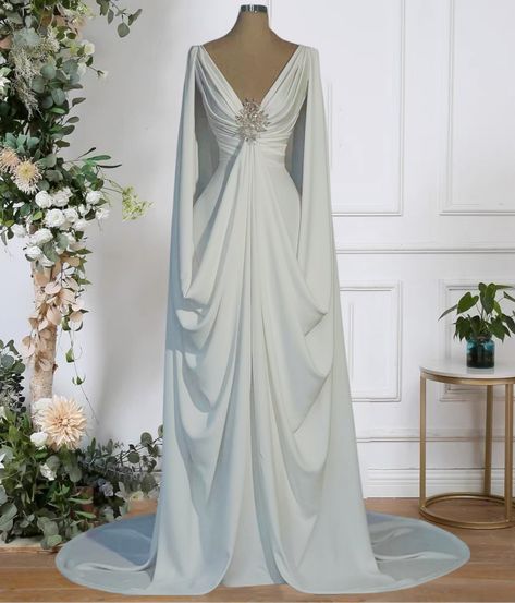 Elegant V Neck Wedding Dresses Long for Bride Wedding Fantasy Dress, Fae Wedding Dress, V Neck Wedding Dresses, Fantasy Wedding Dress, Wedding Dresses Vintage Princess, Bride 2024, Nontraditional Wedding Dress, Gown Ideas, Satin Wedding Gown