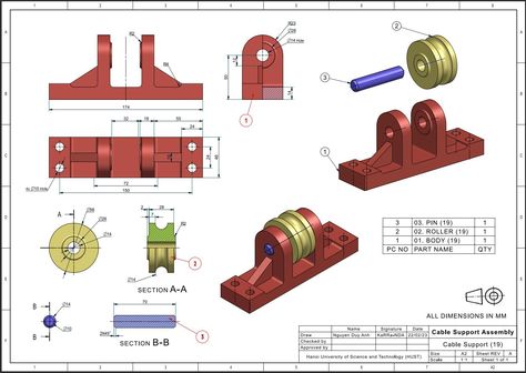 Cable support Solid Works Assembly Drawings, Solidworks Exercises, 3d Wallpaper Phone, Autocad Isometric Drawing, Solidworks Tutorial, Solid Works, Mechanical Engineering Design, Autodesk Inventor, Mechanical Model