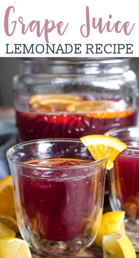 Fresh lemon and orange juice give this grape juice lemonade a tangy kick. This refreshing easy drink recipe is perfect for parties. #lemonade #grapejuice #punch #recipe #drink  via @tastesoflizzyt Grape Lemonade Recipe, Fresh Fruit Smoothie Recipes, Grape Juice Drinks, Grape Juice Recipe, Breakfast Energy, Unique Smoothies, Berry Green Smoothie, Easy Lemonade Recipe, Fresh Fruit Smoothies