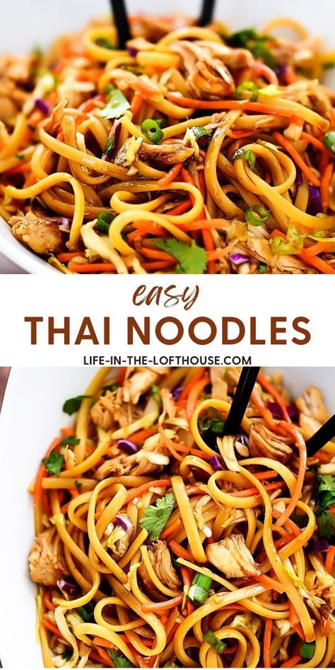 Thai Linguine Recipe, Asian Linguine Recipes, Noodle Dishes Recipes Dinners, Thai Food Sides, Thai Noodles With Beef, Spring Noodle Salad, Asian Street Noodles, Thai Rice Noodles Recipe, Thai Ribbon Stir Fry Noodles