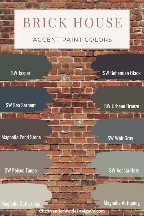 Red Brick House Accent paint colors trim door Brick House Paint Colors, Orange Brick Houses, Brown Brick Houses, Accent Paint Colors, Brick House Colors, Accent Paint, Red Brick House Exterior, Red Brick Exteriors, Brick House Exterior