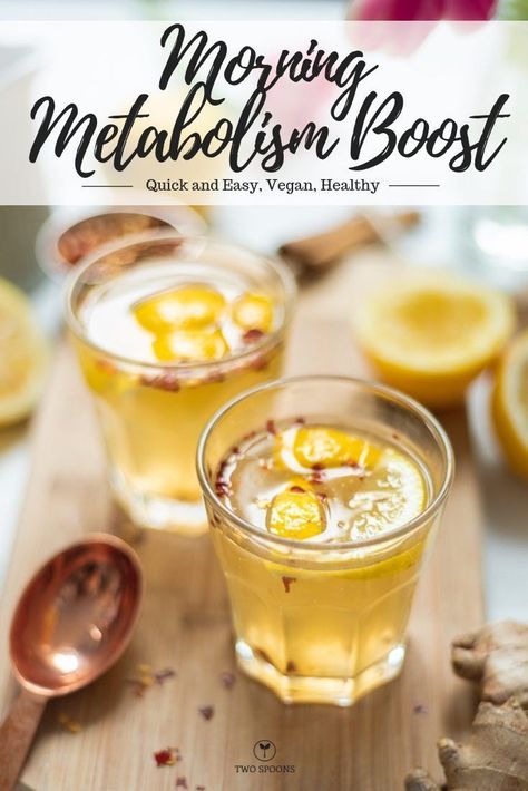 MORNING METABOLISM BOOST | Quick and Easy, Vegan, Healthy | Add to your morning routine | TWO SPOONS Metabolism Booster Drink, Boost Metabolism Drink, Boost Drink, Metabolism Boosting Foods, Fat Burning Smoothies, Metabolism Booster, Morning Drinks, Vegan Healthy, Boost Your Metabolism