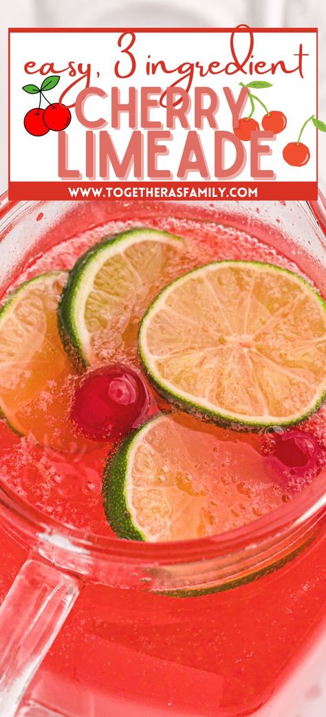 Cherry Limeade Punch Recipe, Sprite Fruit Drink, Limeade Punch Recipes, Refreshing Summer Drinks Nonalcoholic Punch Recipes, Sonic Cherry Limeade Recipe Copycat, Jello Drinks Non Alcoholic, Alcoholic Cherry Limeade, Easy Summer Punch Nonalcoholic, Easy Nonalcoholic Drink