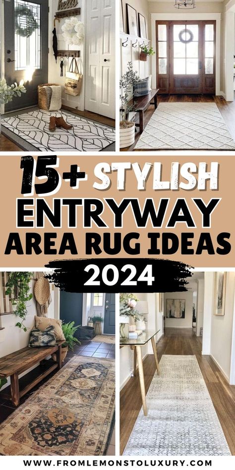 entryway area rug ideas Foyer Entryway Rug, Add On Entryway Entrance, Area Rug Size Guide Entryway, Entryway With Long Hallway, Minimalist Front Entryway Ideas, Large Entryway Rug Ideas, Double Door Entryway Rug, Foyer Carpet Entryway, Rug In Entryway Entrance