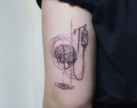 Anesthesia Tattoo Ideas, Self Awareness Tattoo, Tumor Tattoo, Herren Hand Tattoos, Brain Tattoo, Awareness Tattoo, Theme Tattoo, Health Tattoo, Sleeve Tattoo Ideas