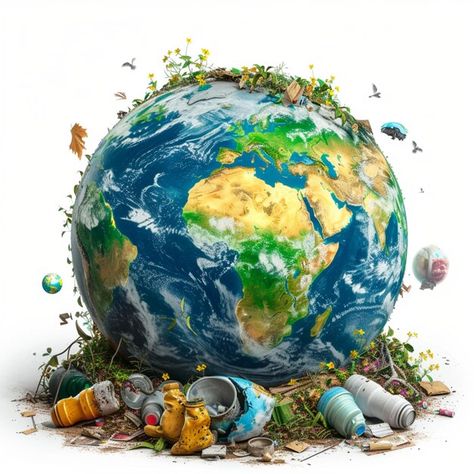 Photo poster design showing waste pollut... | Premium Photo #Freepik #photo Global Recycling Day, Go Green Posters, Pollution Pictures, Earth Day Pictures, Photo Poster Design, Globe Picture, World Wildlife Day, Earth Day Posters, World Oceans Day