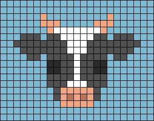 Farm Pixel Art, Cow Alpha Pattern, Cow Pixel Art, Cow Cross Stitch, Cross Stitch Skull, Animals Farm, Easy Pixel Art, Cow Calf, Pixel Pattern