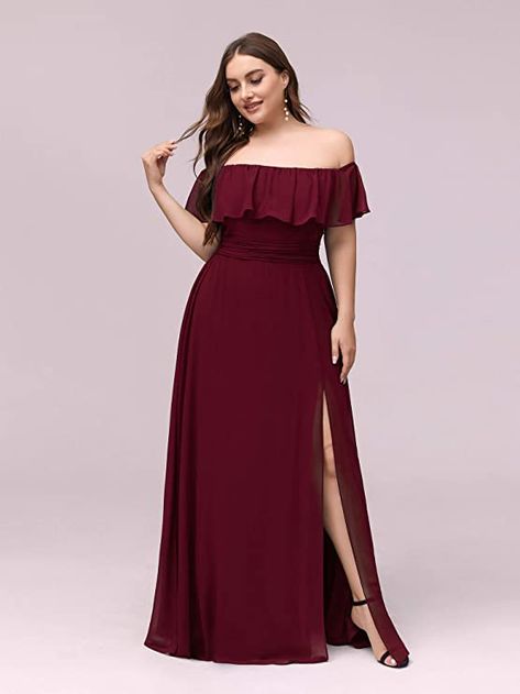 Long Dress Bridesmaid, Plus Size Bridesmaid Dress, Romantic Bridesmaid Dresses, Off Shoulder Bridesmaid, Off Shoulder Bridesmaid Dress, Outfit Curvy, Multiway Dress, Chiffon Long Dress, Plus Size Bridesmaid