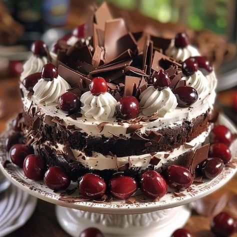 Salad 🥗 lovers | Black Forest Cake | Facebook Black Forest Gateau, Future Restaurant, Learn To Bake, Chocolate Cherry Cake, 10 Cake, Cake Bites, Black Forest Cake, Watermelon Sugar, Gateaux Cake