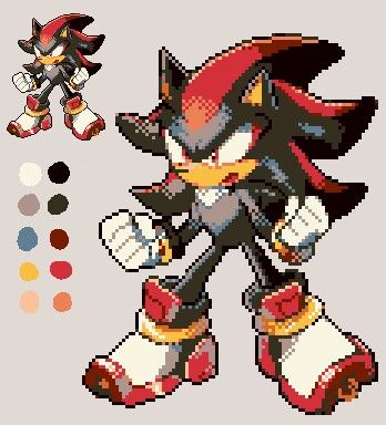 Shadow the hedgehog Pixel Art Hard, Piskel Art, Shadow Sonic, Perler Art, Perler Crafts, Pixel Art Grid, Minecraft Pixel Art, Pixel Pattern, Sonic 3