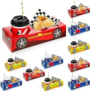 12 Pieces Race Car Party Food Boxes Car Birthday Party Supplies Food Trays with Snack and Drinks Boxes and 1 Pack Checkered Napkin for Birthday Race Car Themed Party Supplies (Red, Blue, Yellow) Race Car Party Food, Car Party Food, Race Car Themed Party, Car Themed Party, Two Fast Two Furious, Party Food Boxes, Hot Wheels Themed Birthday Party, Vintage Car Party, Hotwheels Birthday Party